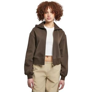 Urban Classics Dames Dames Korte Oversized Zip Jacket Sweatshirt, bruin, 5XL
