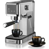Cloer 5829 Espresso Portafilter-machine, Espresso maker met Melkopschuimer, 20 bars, 1350 Watt, 1-2 kopjes Espresso, Cappuccino, Latte Macchiato, Veiligheidsuitschakeling, 1 liter waterreservoir