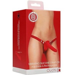 Shots Ouch! - Adjustable Vibrating Silicone Strap-On - Red