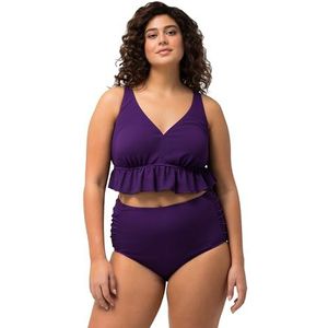 Ulla Popken Dames, structuur, ruches, softcups, bandjes verstelbare bikiniset, Diep violet, 54