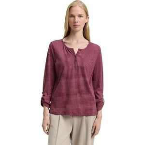 TOM TAILOR T-shirt voor dames, 38733 - Berry Bordeaux Vichy Print, XXL