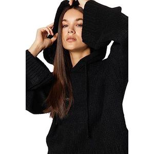 Trendyol FeMan Regular fit Basic Hood Knitwear Trui, Zwart, M, Zwart, M