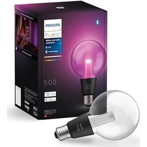 Philips Hue Lightguide slimme lamp, kleine bolvorm, G95, wit en gekleurd licht, Bluetooth-compatibel, stembediening met Alexa, Apple Home & Google Assistant