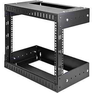 StarTech.com 2 Post 8U Heavy-Duty Wandmonteerbare Server Rack, 19"" Open Frame Netwerk Rack met Verstelbare Diepte, Data Rack voor IT/AV/Patchpaneel/Computer Apparatuur (RK812WALLOA)