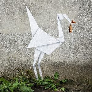 Homemania Muurfoto, geïnspireerd door auteurs Banksy Origami decoratie, kunstdruk, digitale druk, frame, meerkleurig, hout, katoen, 60 x 60 x 3 cm