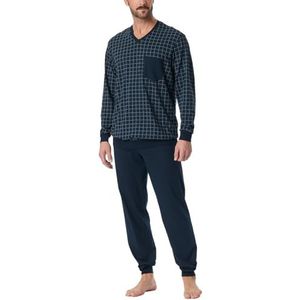 Schiesser Herenpyjama lang comfort nachtjapon pyjamaset, Jeansblauw_181162, 54