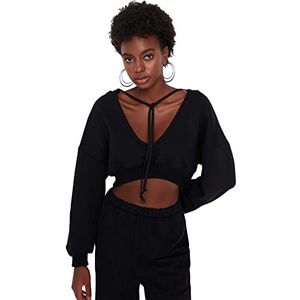 TRENDYOL Vrouwen rechte lange mouwen ontspannen sweatshirts trui jumpsuit, zwart, L vrouw, Zwart, L