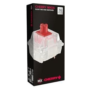 CHERRY MX2A RGB SILENT RED Switch Kit, 36 Mechanische Schakelaars, voor DIY, Hot Swap of Gaming-Toetsenbord, Lineaire Schakelaar zonder Klik, Soepel & Stil