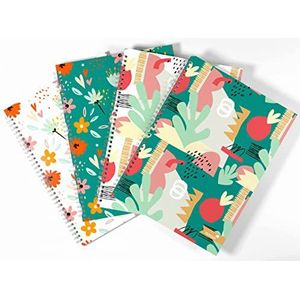 Silvine A4 draadgebonden notebooks in 4 verschillende Marlene West-ontwerpen. 160 pagina's, bekleed met marge. Ref TWA4MW [Pack van 4]