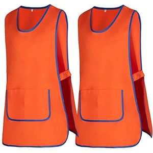 MISEMIYA - Pakket 2 eenheden - Reinigingsschort Werkeenheid Klinische Medische Reiniging Diergeneeskundige Sanitaire Gastvriend, Oranje 21, L