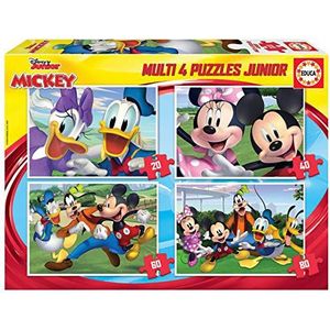 Educa - Set van 4 progressieve kinderpuzzels met 20 tot 80 stukjes, Mickey & Friends Multi 4 Junior, bestaande uit grote, perfect verwerkte onderdelen, vanaf 5 6 7 8 jaar (18627)
