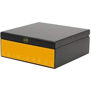 SAFE 794 van hout in mat zwart voor maximaal 48 muntenkaarten met magneetsluiting | 200 x 200 x 78 mm