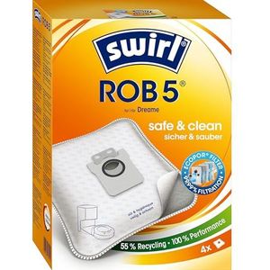 Swirl ROB 5 EcoPor stofzuigerzakken voor diverse robotmodellen van de firma Dreame, 4 zakken