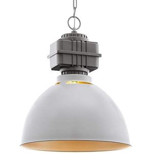 EGLO Rockingham Hanglamp, 1 lichtpunt, industrieel, vintage, retro, hanglamp van staal in grijs, roségoud, eettafellamp, woonkamerlamp, hangend, E27-fitting, Ø 46 cm
