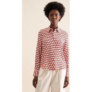 Seidensticker - Overhemdblouse - Donkerrood - Lange Mouwen - Geometrische Motieven