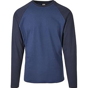 Urban Classics Heren Raglan Contrast LS herenshirt met lange mouwen, verkrijgbaar in vele verschillende kleuren, maten S - 5XL, donkerblauw/midnightnavy, XL