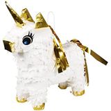 Boland 30976 Mini Pinata eenhoorn, afmeting 21 x 17 cm, karton, partyspel, dier, cadeau, kinderverjaardag, decoratie, grijs, wit