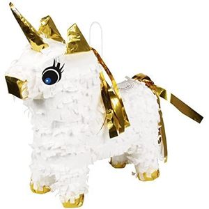 Boland 30976 Mini Pinata eenhoorn, afmeting 21 x 17 cm, karton, partyspel, dier, cadeau, kinderverjaardag, decoratie, grijs, wit