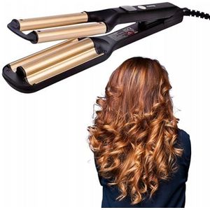 Huslog - Krultang - Zwart/Champagne - 3 Vaten voor Beach Waves - 100W - 3 Temperatuurstanden