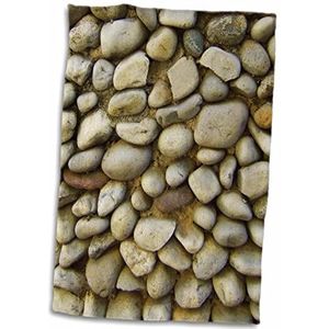 3dRose Pebble vloer- of wandtextuur, fotostenen, natuurgrijs, grijs, beige, bruin, handdoek, 38,1 x 55,9 cm, meerkleurig