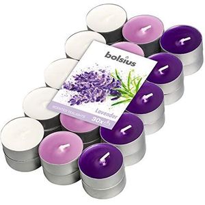Bolsius Theelichten Lavendel Geurende Multi Gekleurde 4hr Pack 30, Wax, One Size, 101826944477