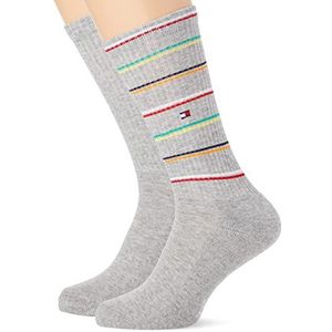 Tommy Hilfiger Mens Sport Stripe Classic Sock, Grey Melange, 39-42 (2-pack)