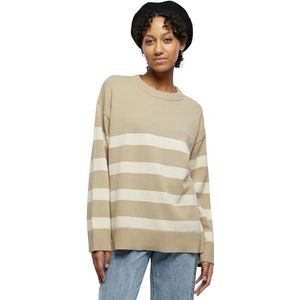 Urban Classics Dames Sweatshirt Ladies Striped Knit Crew Sweater wetsand/Sand S, Wetzand/zand, S