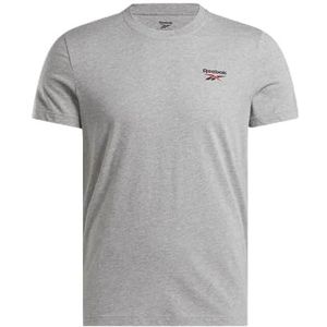 Reebok Identity Small Logo Tee T-shirt voor heren, Medium Grey Heather/Vector Red, S