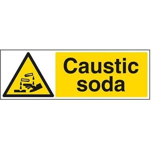 VSafety Caustic Soda waarschuwingsbord - 600mm x 200mm - Zelfklevende Vinyl