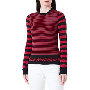 Love Moschino Dames Comfort Fit Long-Sleeved I, met Skate Heart Jacquard Intarsia Pullover, wit, 44