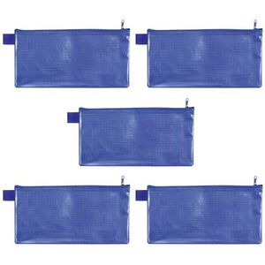 VELOFLEX 2706050-5 - Etui met rits blauw, 5 stuks, 235 x 125 mm, documentenhoesje van met stof versterkt EVA-materiaal