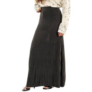 Gebreide Rok - Lang - Zwart - Elastische Tailleband