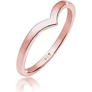 Elli Damesring V Ring V Geo Stacking Geo Basic Tijdloos Trend rosé verguld zilver 925 0602280516, 58 EU, facetgeslepen