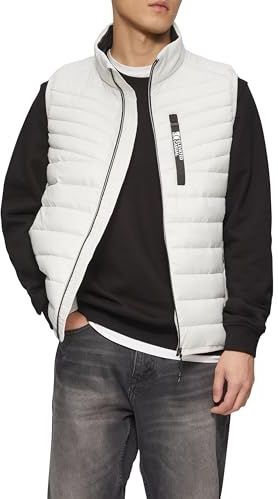 Sportief gewatteerd vest met contrasterende details | 360° rond zicht, lichtgrijs, M