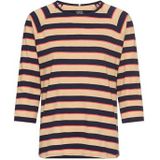 camel active - T-shirt - Karamel - 3/4-mouwen - Strepenpatroon