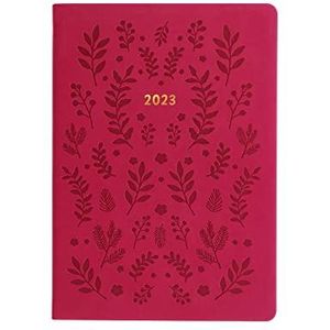 Letts Woodland A5 week om 2023 dagboek te bekijken - roze