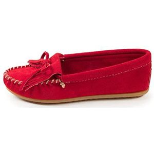 Minnetonka Kilty Suede Moc Mocassins voor dames, Rood, 37 EU