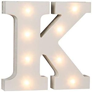 Out of the Blue 57/6084 - houten letter ""K"" verlicht met 8 LED-lampen, werkt op batterijen, ca. 16 cm