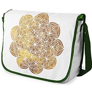 Bonamaison Digitaal bedrukte Messenger schooltas met kaki riem voor studenten, crossbody tas, koerierstas, schoudertas voor kinderen, meisjes, jongens, maat: 29x36 cm