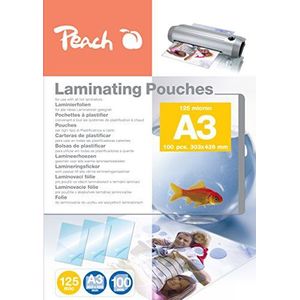 Peach Lamineerfolie A3-125 mic - 100 pouches - glanzend - premium kwaliteit voor de beste lamineerresultaten - compatibel met apparaten van alle merken fabrikanten - PP525-01