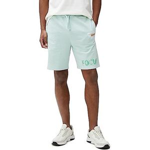 Koton Heren Slogan Bedrukt Trekkoord Slim Fit Pocket Gedetailleerde Shorts, Mint (Mnt), XS
