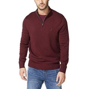 Nautica Heren Quarter-Zip Sweater Pullover, wijnrood, M
