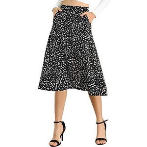 Allegra K Women's Floral Skirt A-Line Midi Skirt Chiffon Elegant 2025 Fall Skirts Medium Black