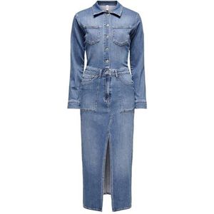 ONLPRESLY LS Maxi DNM Dress AZG, blauw (medium blue denim), XS