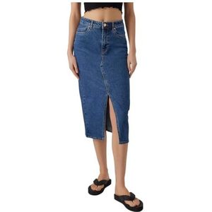 VERO MODA Women Skirt Maxi Denim Skirt Calf-length Slit, Colour:Blue, Size:XS