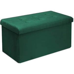 FORNOR 42023 Ottoman velours ottoman, donkergroen, 76 x 38 cm