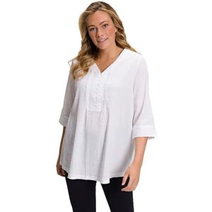 Ulla Popken Dames grote maten plus size tuniek, bubble kwaliteit, 3/4-mouwen sneeuwwit 50+ 797450200-50+, witte sneeuw, 50