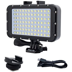 Suptig Videolicht, waterdichte lamp, duiklicht, 84 leds, waterdicht, 50 meter, compatibel met spiegelreflexcamera's, GoPro, Canon, Nikon Pentax, Panasonic, Sony Samsung