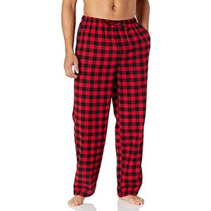 Amazon Essentials Men's Flanellen pyjamabroek (verkrijgbaar in grote en lange maten), Rood Geruit, S