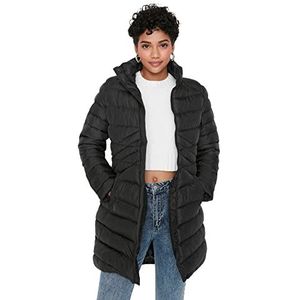 Trendyol Dames Lange Mouw Capuchon Winter Jas Puffer, Zwart, XS